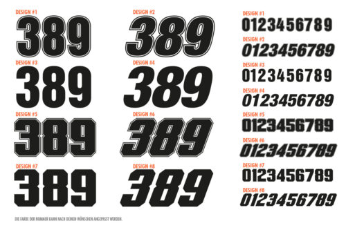 Startnummern Design-Auswahl